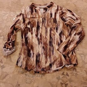 Relativity jersey,1x,exc.conditon,brow,/white,roll tab sleeve,ptp24